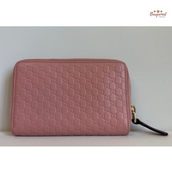 Authentic GUCCI Pink Micro-Guccissima Embossed Leather Compact Zippy Wallet - Picture 3 of 13